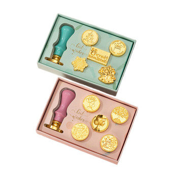 Copper Head Wooden Handle DIY Retro Wax Stamp Set for Invitations and Gifts