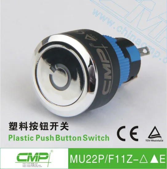 CMP mount hole 22mm waterproof plastic led illuminated switch with power symbol