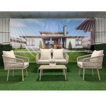 High-Quality Aluminum Patio Garden Furniture Set - 4pcs All-Weather Outdoor Sofa