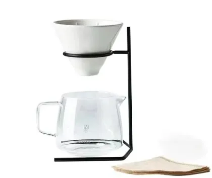 Metal Pour Over Coffee Filter Display Stand with Basket - Camping Tool Set
