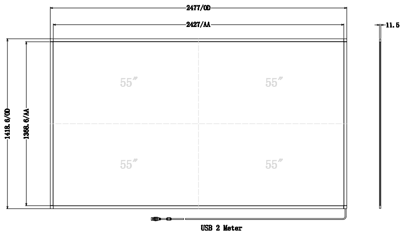 110 tommer 55 ”