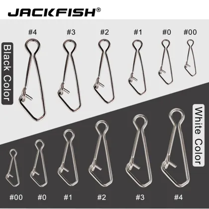 JACKFISH Fishing Connector 50pcs/lot Stainless Steel Fishing swivels Snaps Fishing Hook Sea Ocean Swivel Rolling Snap