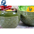 Wholesale Fashion Colorful Carved Glazed Bowl Dinnerware Set