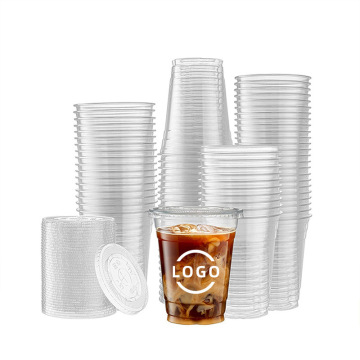 Eco-Friendly High-End Disposable DIY Plastic dan Pet Cups dengan Infrared Coffee Net dan Tutup untuk Pesta dan Teh Susu