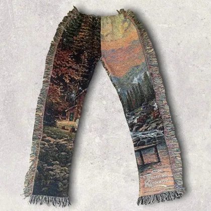 Tapestry Flare Pants Small Hearts Blanket Pants Trousers
