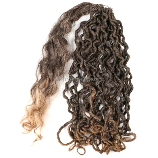 Hot sell 18 Inch Soft Natural Synthetic Hair Faux Locs Wavy Crochet With Curly Braids Goddess Faux Locks River Hair