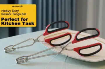 New Design Stainless Steel Scissor Tongs 10-Inch 12-Inch Set Food Tongs