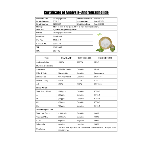 Andrographis paniculata extract Andrographolide 98%