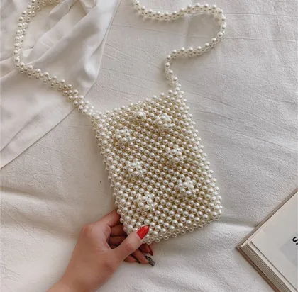 Handmade Pearl Jewelry & Boutique Pouch for Party Handbag