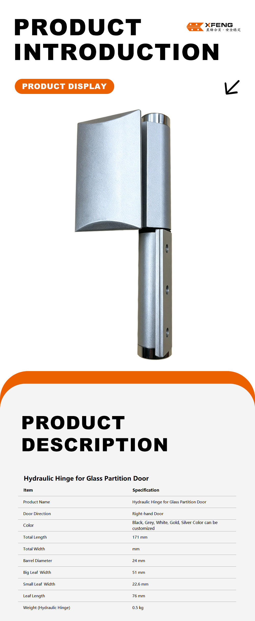 5-Hydraulic Hinge for Glass Partition Door-x