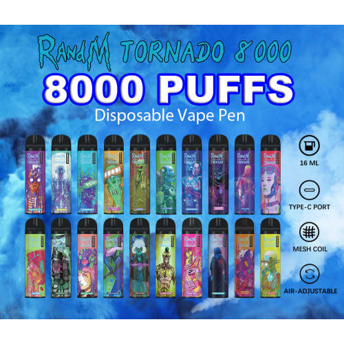 RANDM TORNADO 8000 VAPE แบบใช้แล้วทิ้งควบคุมการไหลของอากาศ