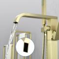 Brushed Gold Floor Mounted Brass Bathtub Filler Faucet