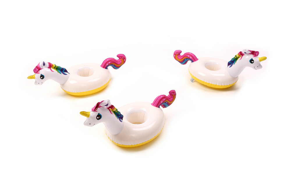 Bebida inflable de verano con forma de unicornio flotante