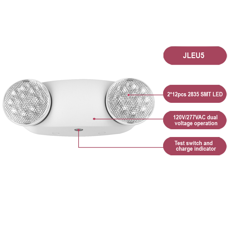 UL CUL LIGHT DE EMERGENCIA DE EMERGENCIA JLEU5 LED LED de doble cabeza