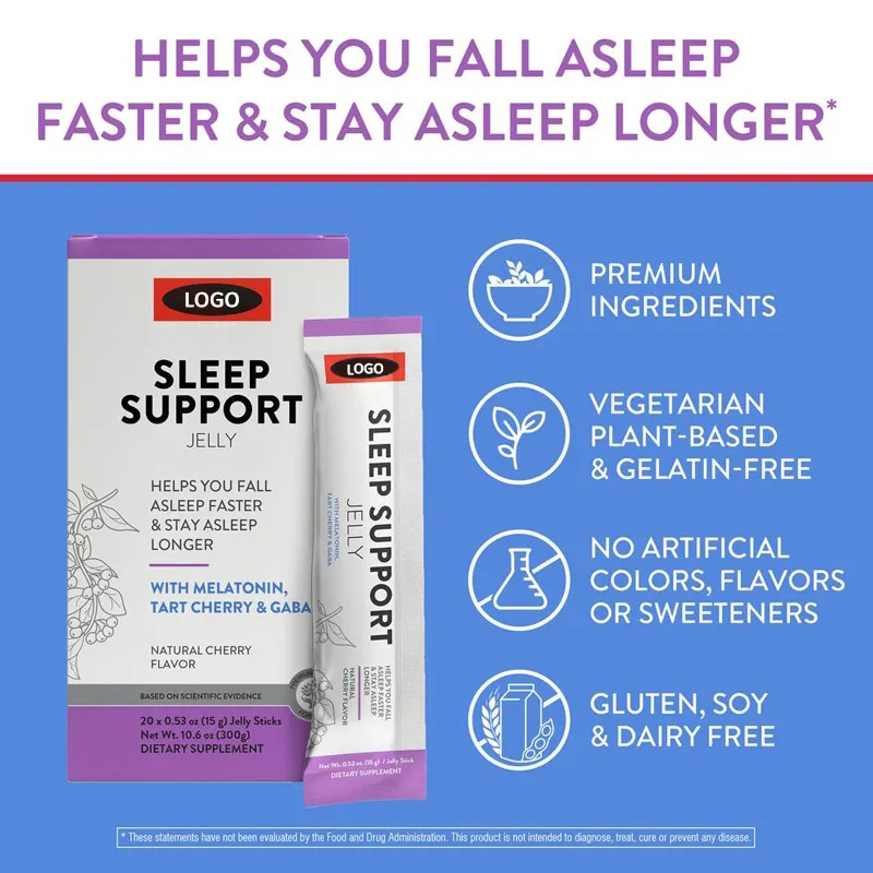 OEM/ODM Vegan Improve Sleep Fall Asleep Faster 15g/sachet GABA Melatonin Sleep Support Jelly