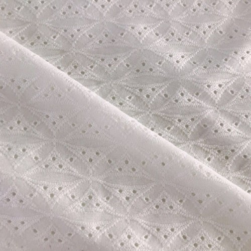 White Poly Elastic Jacquard Fabric
