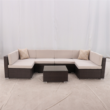 Elegant Youya Rattan Patio Garden Furniture Set with Round Table and 6 Seaters