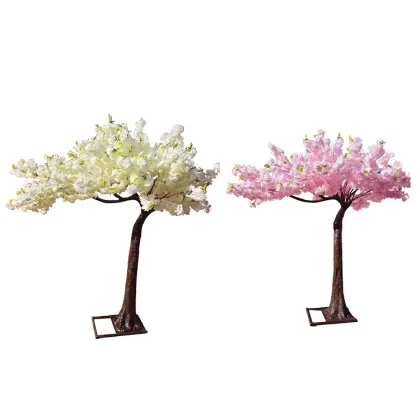 White wedding decoration cherry blossoms flowers artificial tree