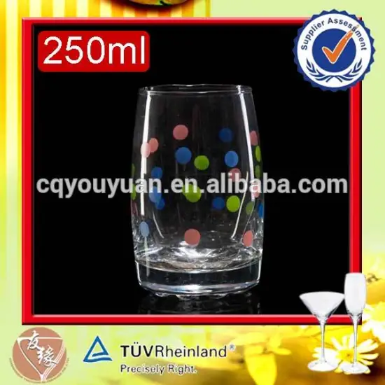 250ml hiball type glass drinkware food grade round small glass cups for water