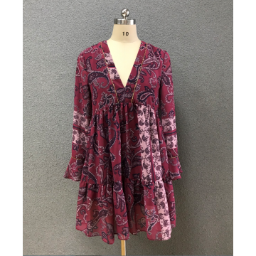 women's chiffon irregular print dress