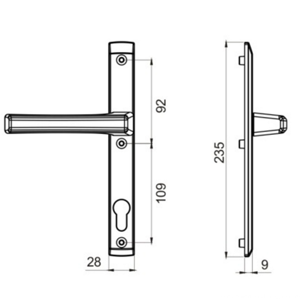 Aluminium Door Handle Glass Door Handle Double Sided Door Pull Handle Drawing