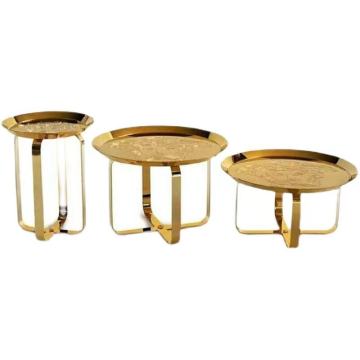 Italian minimalist luxury design titanium gold home use coffee table with different size