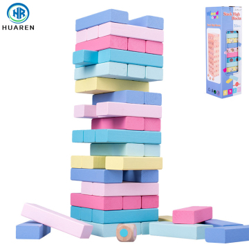 Factory Direct Colored Wooden Building Stacking Tower Blocks Toy with Hammer for Kids