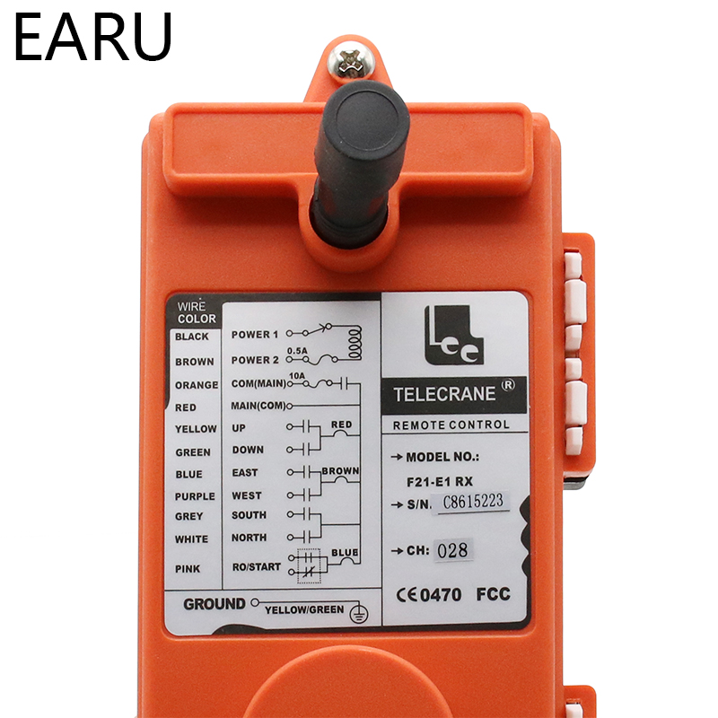 220V 12V 24V 380V Industrial Remote Controller Switches Hoist Crane Control Lift Crane 1 Transmitter + 1 Receiver F21-E1 Arrow