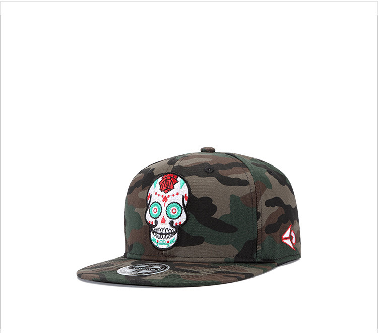 Hip hop camouflage hat skull embroidered baseball cap