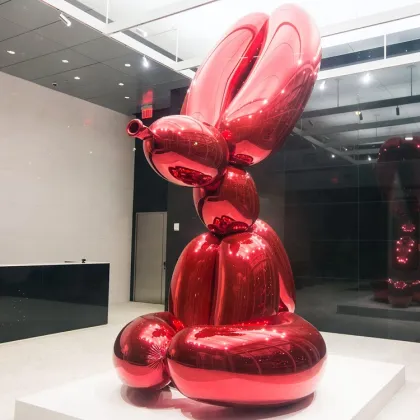 Mirr polished metal stainless steel Jeff Koons balloon snake sculpture