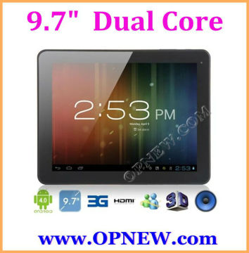 CHEAP 9.7" tablet pc Dual Core cortex A9 ,Android 4.2 mid with HDMI ,External 3G, 2160P Video Playback, IPS Capacitive OPNEW
