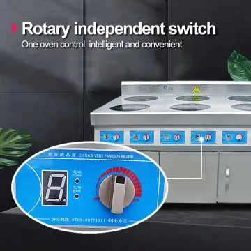 Stainless Steel Hotel Restaurant Kitchen Equipment 6 Microlite Hob Commercial 6 Burner Induction Cooker with Cabinet Electric