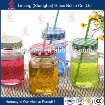 wholesale mason drinking juice jars with handle