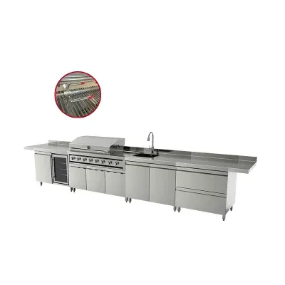 Luxury Design Barbecue Gas Grill Outdoor Kitchen with Wine Cooler
