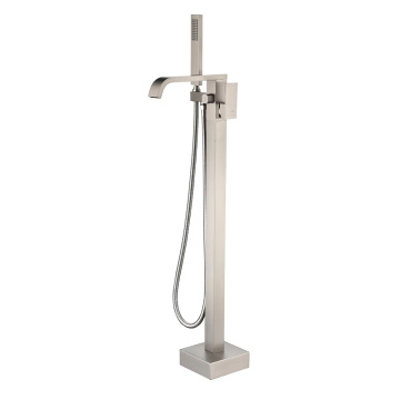 Brass Waterfall Square Floor Mounted Bathtub Mixer Tap