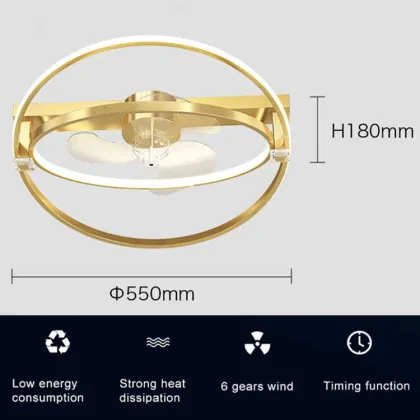 Gold Modern Minimalist Embedded Ceiling Fan Lighting