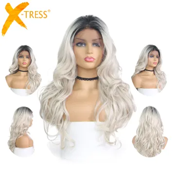 X-TRESS new short bob lace wigs ombre pink colored Natural Wave Synthetic Hair Lace Front Wig Short Bob Wigs For Black Women