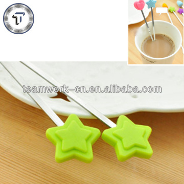 Eco-friendly pentacle shape silicone coffee stirrer