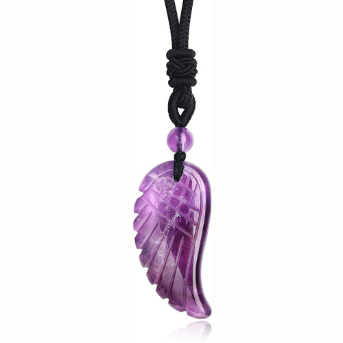 Gemstone wing pendant necklace charms natural crystal quartz stone angel feather wing pendant choker