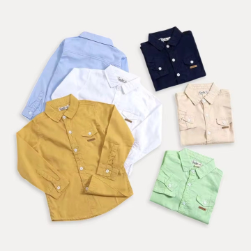 2024 Newest Design Children's Oxford Piquet Boys Long Sleeve Cotton Shirt