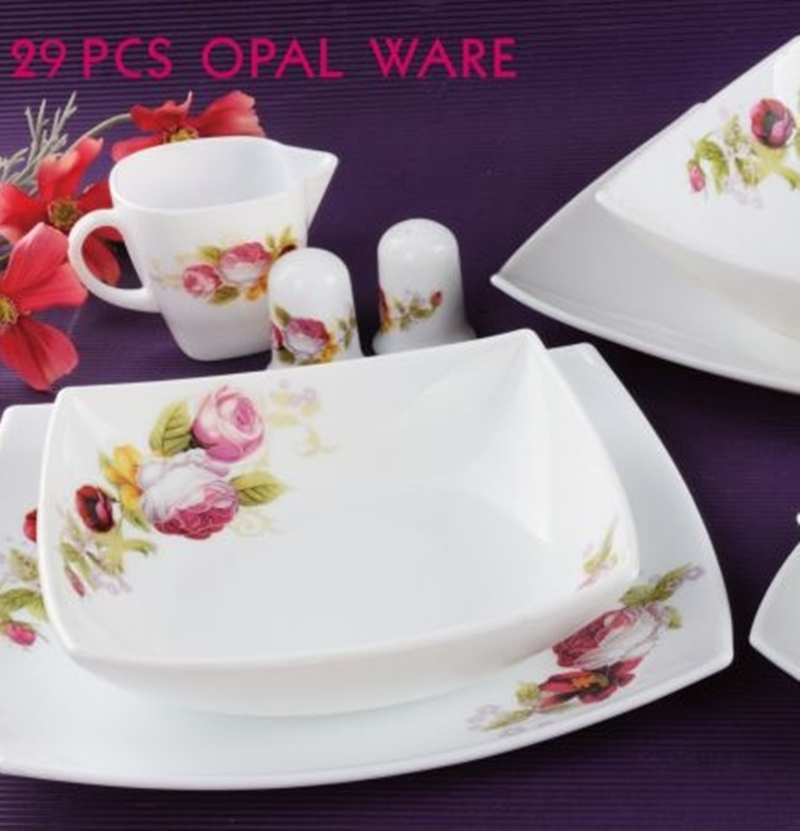 29 Head Milky White Glass Tableware With Dishes