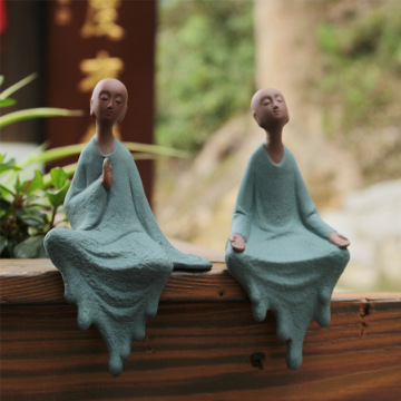 Zen Tea Ceremony Home Decor: Buddha Statue, Bonsai, and Monk Ornaments