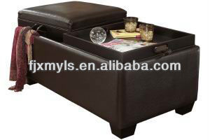 leather double storage ottoman