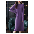 Lace half turtleneck knit dress for women