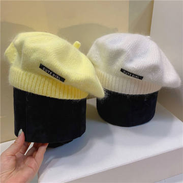 Winter Rabbit Fur Beret Women's Large Size Woolen Hat