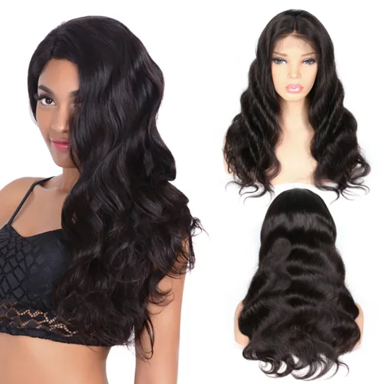 Factory price transparent swiss lace virgin human hair 9a grade loose body wave lace front wig