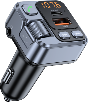Hands-Free Car Kit with LED Display, FM Transmitter, Fast Charging, and Bluetooth Receiver
