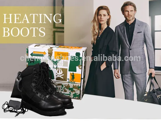 Latest Adjustable electric Heated EVA moldable Oven Insoles Leather high neck men ankle winter boots