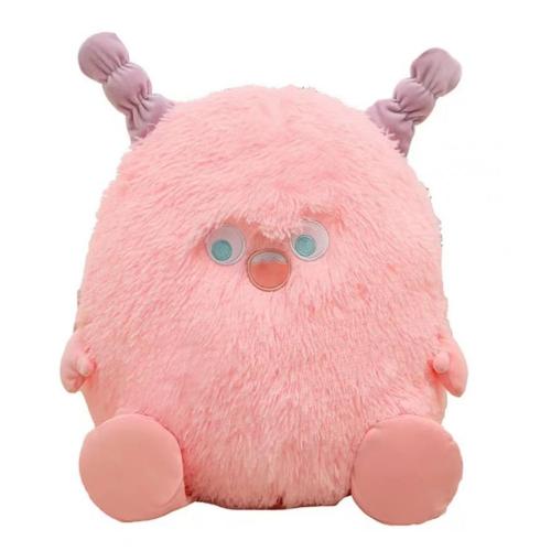 Pequeños animales de peluche de monstruo rosa con coletas