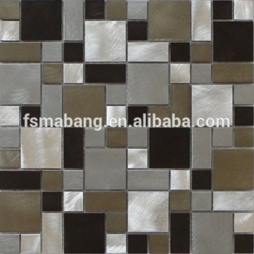 MBL5021 12"x12" Classic Mixed Size Square Aluminum Mosaic Metal Peel and Stick Mosaic Tiles
